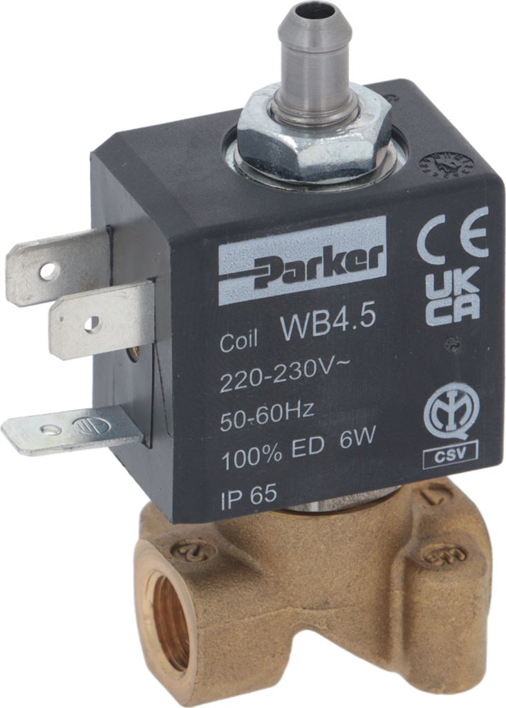 3-Way Solenoid Valve 1/8" Viton Rubber Clamp 220-230V